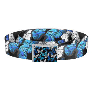 Dark Seamless Pattern with Blue Butterflies Morpho Belt