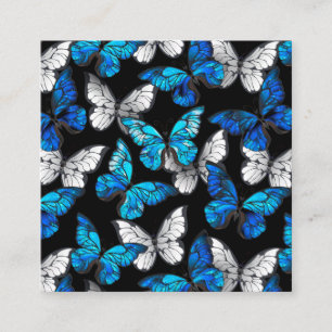 Dark Seamless Pattern with Blue Butterflies Morpho Calling Card