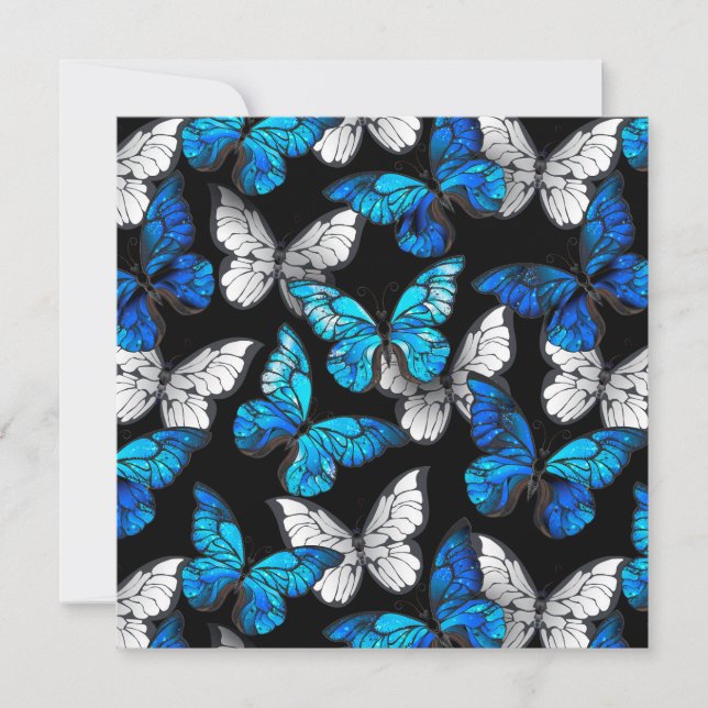 Dark Seamless Pattern with Blue Butterflies Morpho Card (Front)