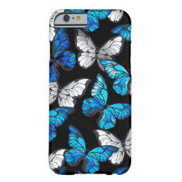 Dark Seamless Pattern with Blue Butterflies Morpho Barely There iPhone 6 Case