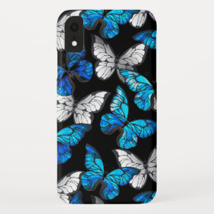 Dark Seamless Pattern with Blue Butterflies Morpho iPhone XR Case