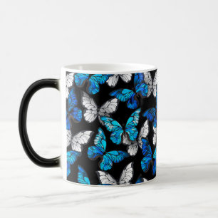 Dark Seamless Pattern with Blue Butterflies Morpho Color Morph Mug