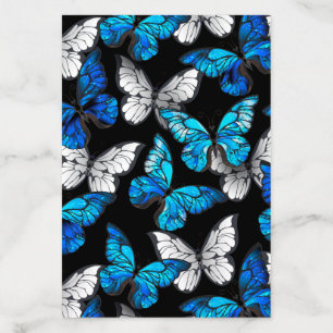 Dark Seamless Pattern with Blue Butterflies Morpho Envelope Liner