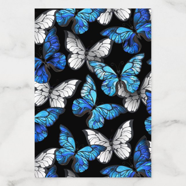 Dark Seamless Pattern with Blue Butterflies Morpho Envelope Liner (Design)