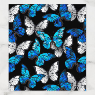 Dark Seamless Pattern with Blue Butterflies Morpho Envelope Liner