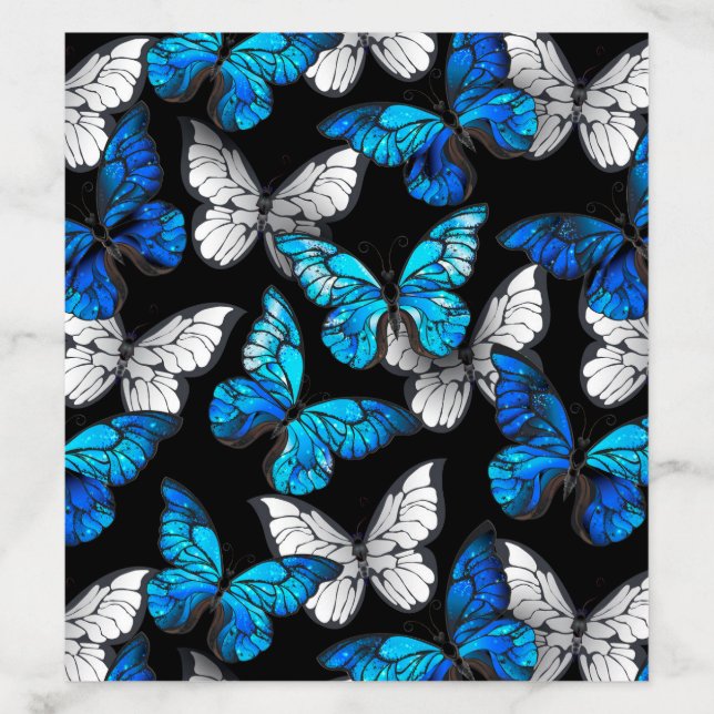 Dark Seamless Pattern with Blue Butterflies Morpho Envelope Liner (Design)