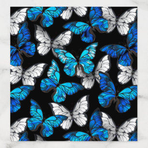 Dark Seamless Pattern with Blue Butterflies Morpho Envelope Liner