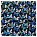 Dark Seamless Pattern with Blue Butterflies Morpho Fabric
