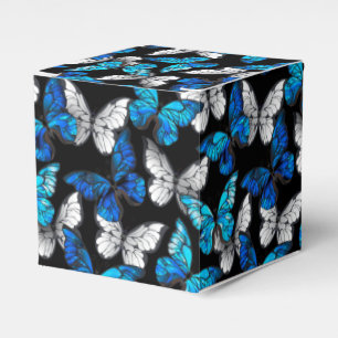 Dark Seamless Pattern with Blue Butterflies Morpho Favor Boxes