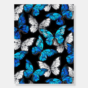Dark Seamless Pattern with Blue Butterflies Morpho Foam Board