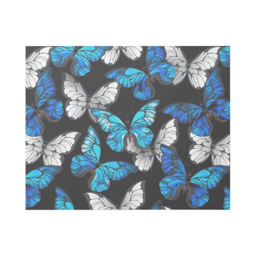 Dark Seamless Pattern with Blue Butterflies Morpho Gallery Wrap