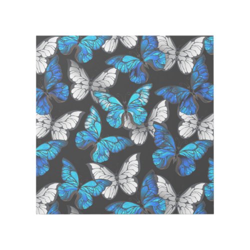 Dark Seamless Pattern with Blue Butterflies Morpho Gallery Wrap