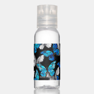 Dark Seamless Pattern with Blue Butterflies Morpho Hand Sanitizer