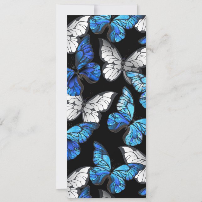 Dark Seamless Pattern with Blue Butterflies Morpho Invitation (Front)