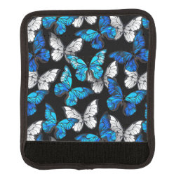 Dark Seamless Pattern with Blue Butterflies Morpho Luggage Handle Wrap