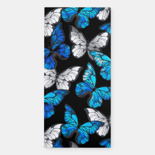 Dark Seamless Pattern with Blue Butterflies Morpho Magnetic Notepad