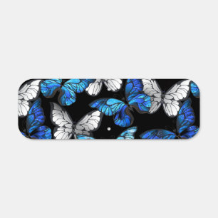 Dark Seamless Pattern with Blue Butterflies Morpho Metal Sign