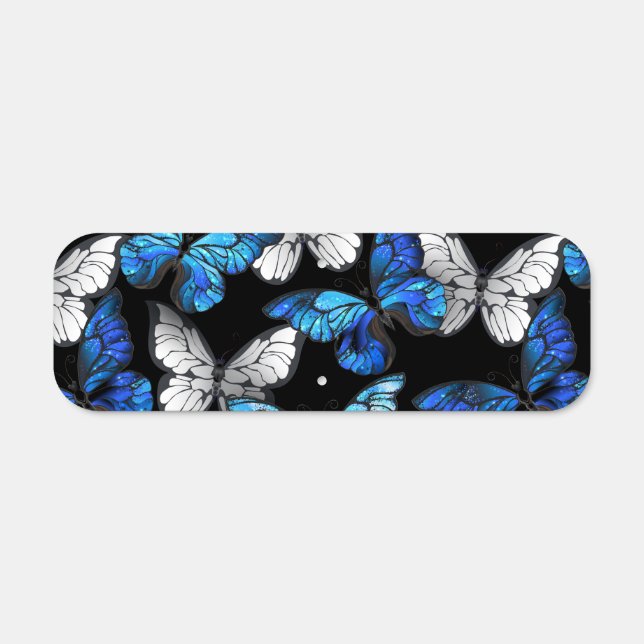 Dark Seamless Pattern with Blue Butterflies Morpho Metal Sign (Front)