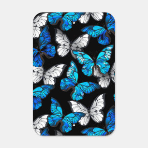 Dark Seamless Pattern with Blue Butterflies Morpho Metal Sign
