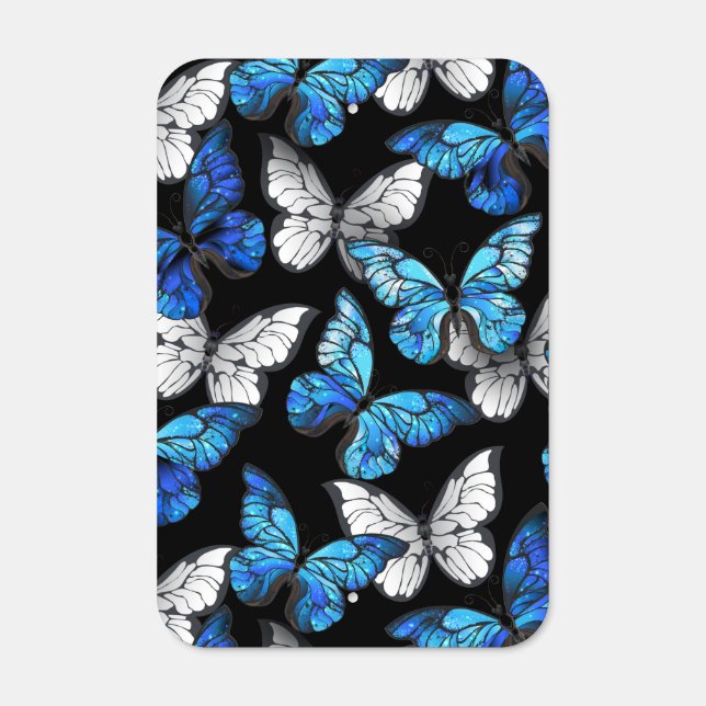 Dark Seamless Pattern with Blue Butterflies Morpho Metal Sign (Front)