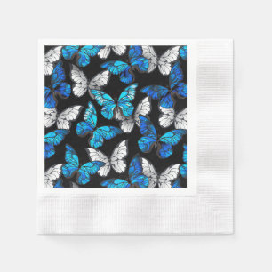 Dark Seamless Pattern with Blue Butterflies Morpho Napkins
