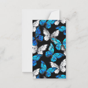 Dark Seamless Pattern with Blue Butterflies Morpho Note Card