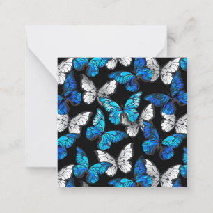 Dark Seamless Pattern with Blue Butterflies Morpho Note Card