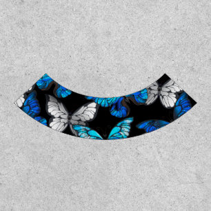 Dark Seamless Pattern with Blue Butterflies Morpho Patch