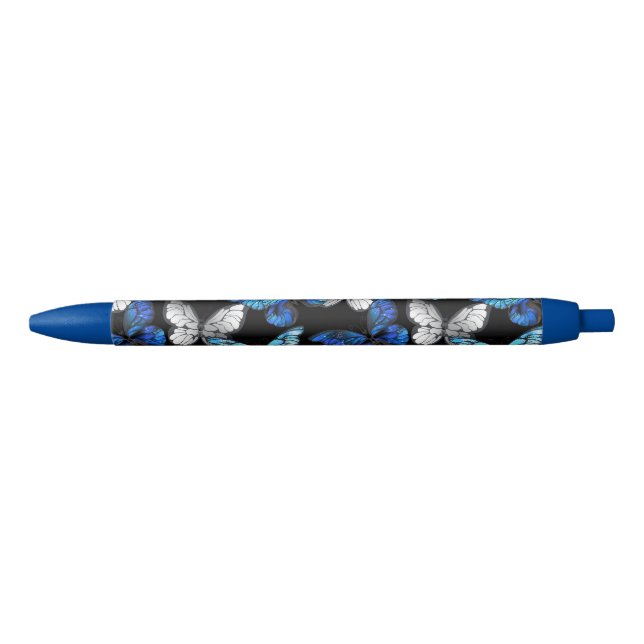 Dark Seamless Pattern with Blue Butterflies Morpho Pen (Front)