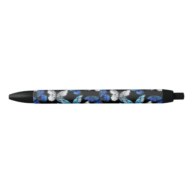 Dark Seamless Pattern with Blue Butterflies Morpho Pen (Front)