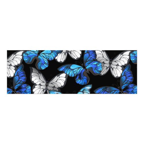 Dark Seamless Pattern with Blue Butterflies Morpho Photo Print