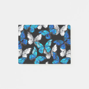 Dark Seamless Pattern with Blue Butterflies Morpho Post-it Notes