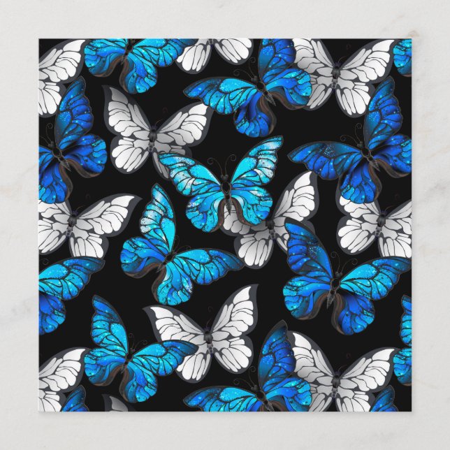 Dark Seamless Pattern with Blue Butterflies Morpho Program (Front)