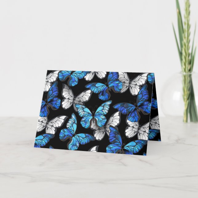 Dark Seamless Pattern with Blue Butterflies Morpho Program (Front)