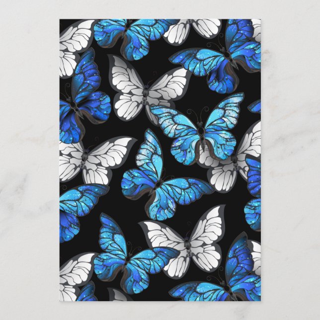 Dark Seamless Pattern with Blue Butterflies Morpho Program (Front)