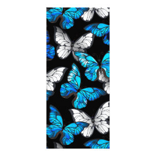 Dark Seamless Pattern with Blue Butterflies Morpho Rack Card