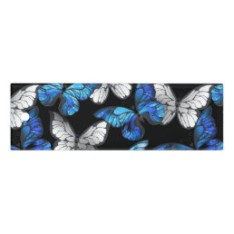 Dark Seamless Pattern with Blue Butterflies Morpho Ruler