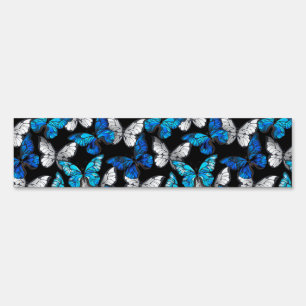 Dark Seamless Pattern with Blue Butterflies Morpho Sign