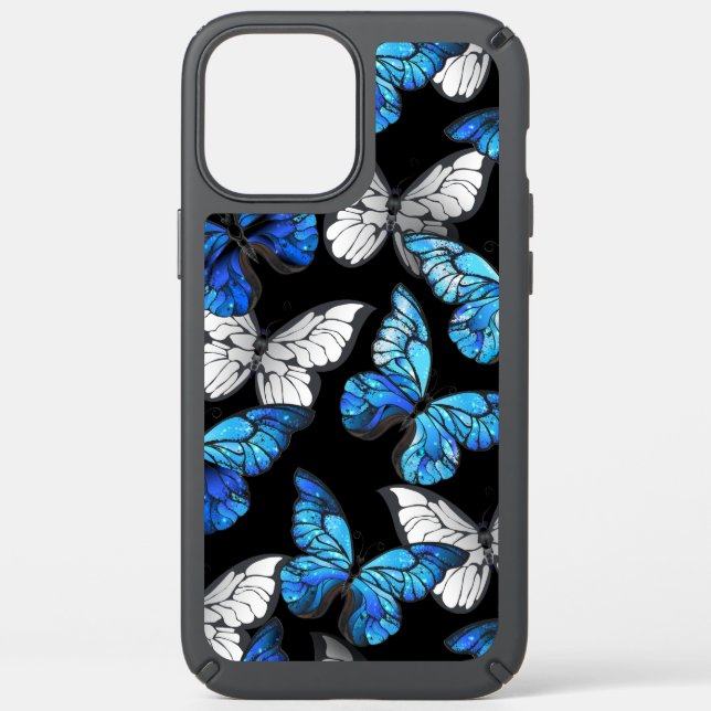 Dark Seamless Pattern with Blue Butterflies Morpho Speck iPhone 12 Pro Max Case (Front)