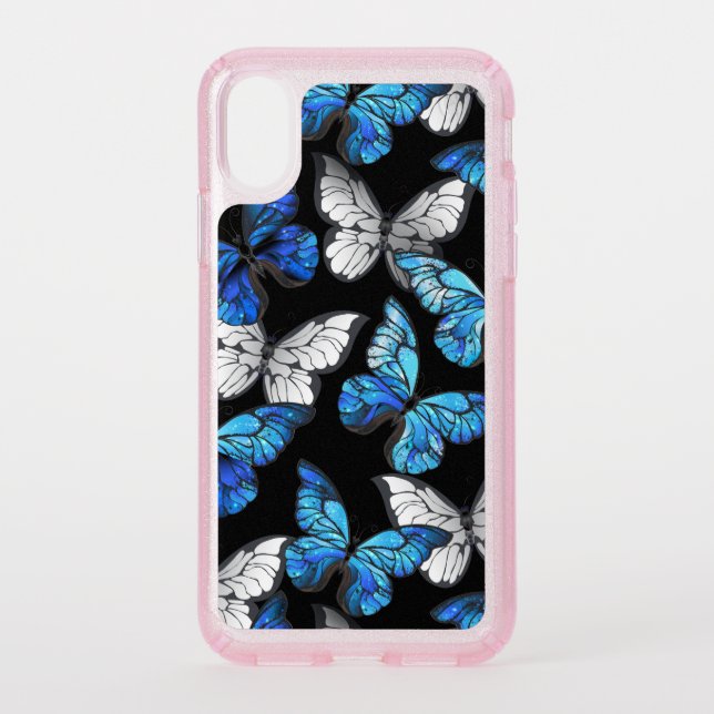 Dark Seamless Pattern with Blue Butterflies Morpho Speck iPhone XS Case (Front)