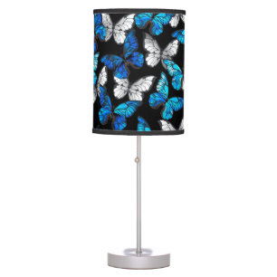 Dark Seamless Pattern with Blue Butterflies Morpho Table Lamp