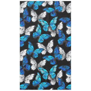 Dark Seamless Pattern with Blue Butterflies Morpho Tablecloth