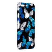 Dark Seamless Pattern with Blue Butterflies Morpho Uncommon Google Pixel Case (Back/Right)