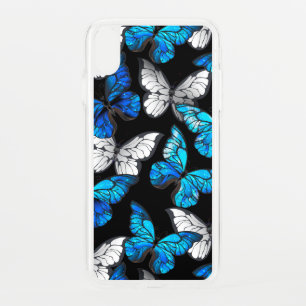 Dark Seamless Pattern with Blue Butterflies Morpho iPhone XS Max Case