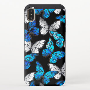 Dark Seamless Pattern with Blue Butterflies Morpho iPhone XS Max Slider Case