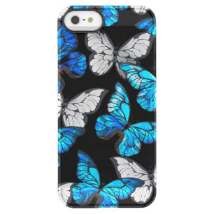 Dark Seamless Pattern with Blue Butterflies Morpho Permafrost iPhone SE/5/5s Case