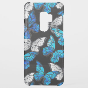 Dark Seamless Pattern with Blue Butterflies Morpho Uncommon Samsung Galaxy S9 Plus Case