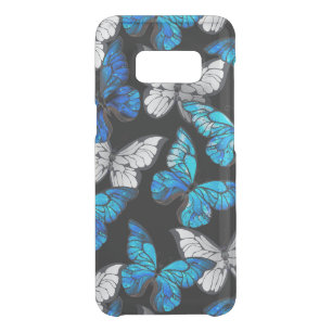 Dark Seamless Pattern with Blue Butterflies Morpho Uncommon Samsung Galaxy S8 Case