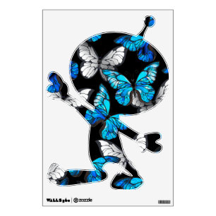 Dark Seamless Pattern with Blue Butterflies Morpho Wall Decal