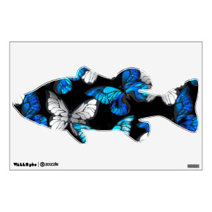 Dark Seamless Pattern with Blue Butterflies Morpho Wall Decal